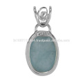 925 Plata esterlina diseñador y colgante de gota de piedras preciosas Aquamarine al mejor precio